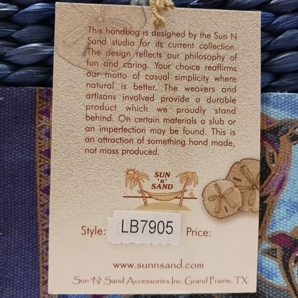 🐴 NWT Sun n Sand Horse Design Blue Straw Tote - Picture 5 of 10